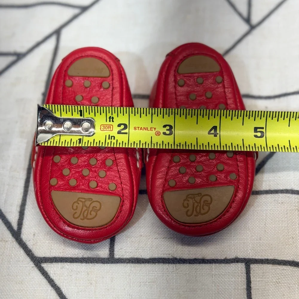 Ralph Lauren Loafers Size 2 Red Leather Infant Penny Moc Toe Slip On Shoes‎